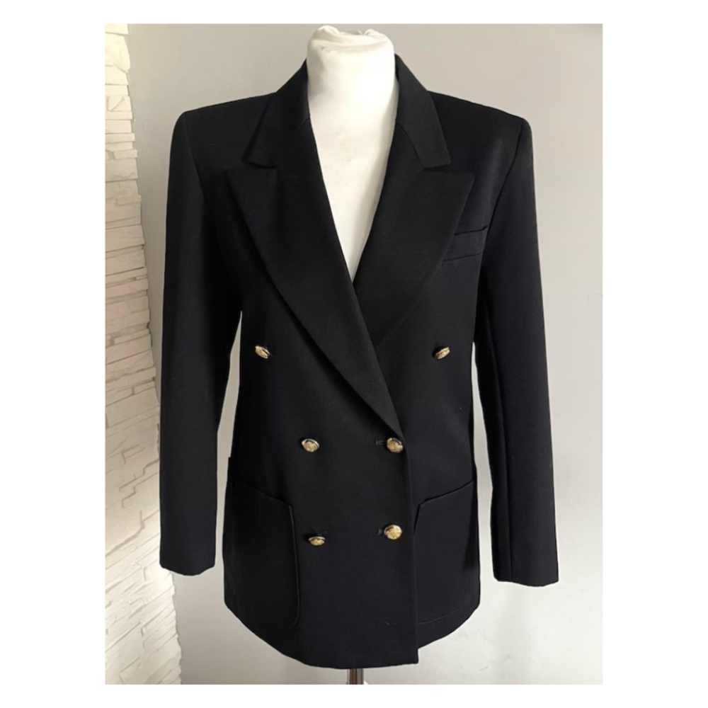 ✨ST.MICHAEL~Vintage Double Breasted Blazer~Black w/Gold Buttons